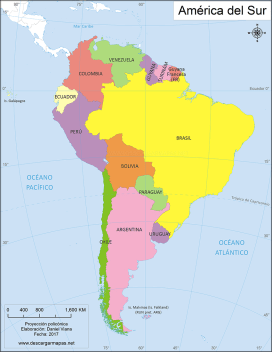 Mapa de América del sur - político