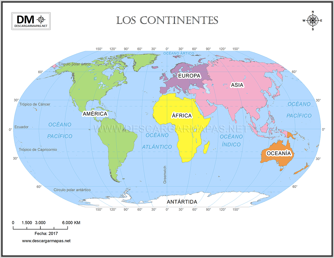Mapamundi De Los Continentes Descargar Mapas