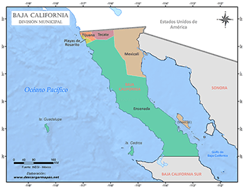 Mapa de municipios de Baja California