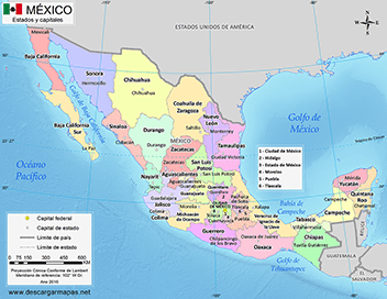 Mapa de México con estados y capitales