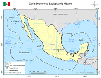 Mapa de la zona económica exclusiva de México
