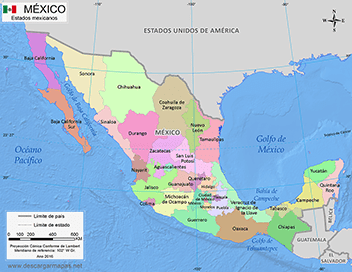 Mapa de México dividido por estados